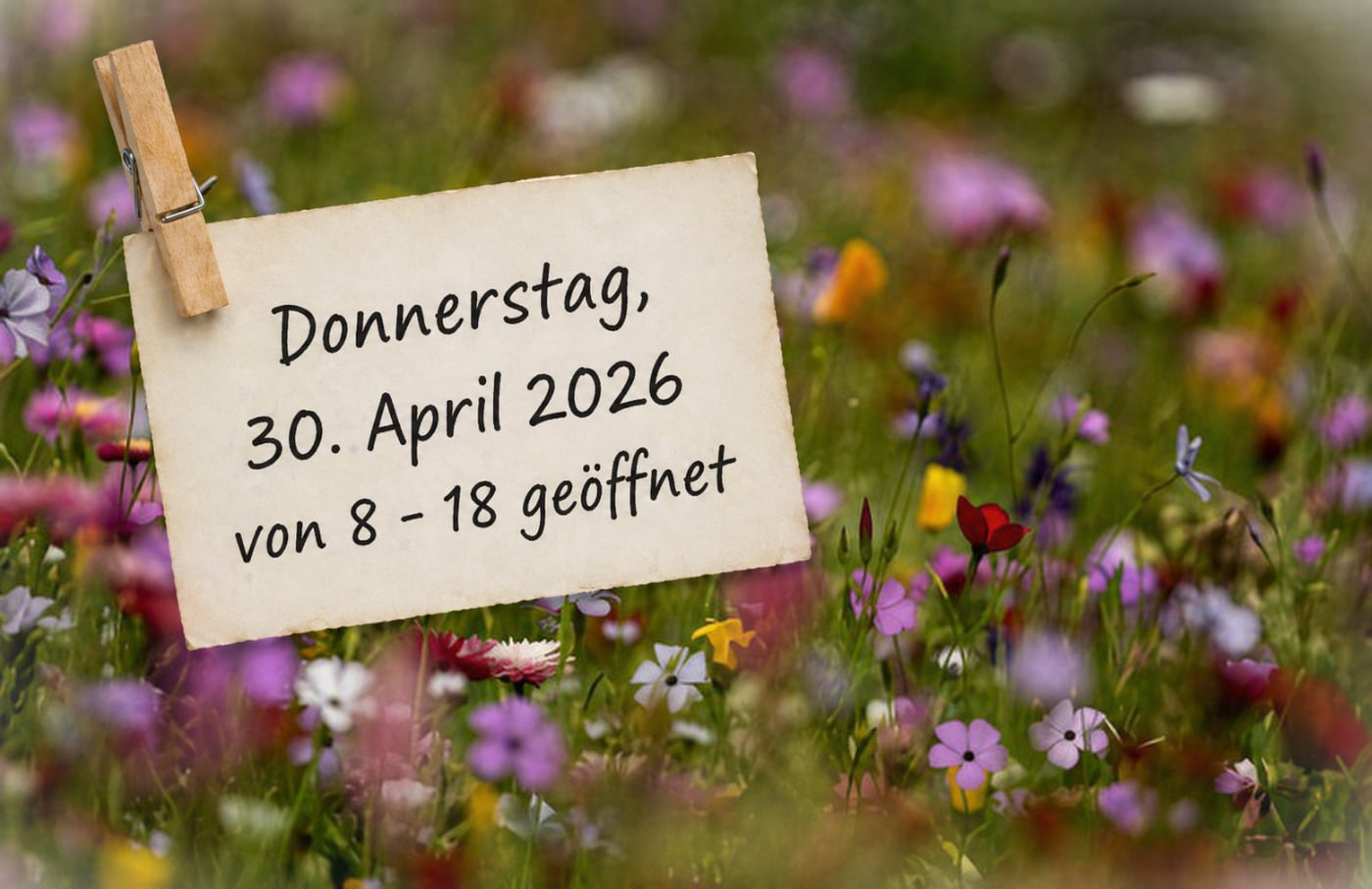 Der Hofladen im Kellerwaldhof ist am Donnerstag, dem 30.04.2026 von 8 - 18 Uhr geöffnet.